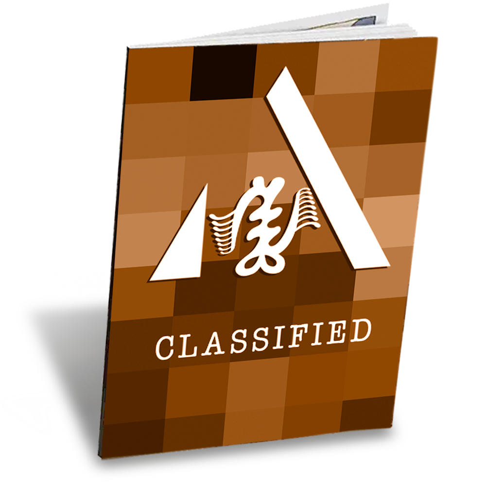 A book with the word classified on it.