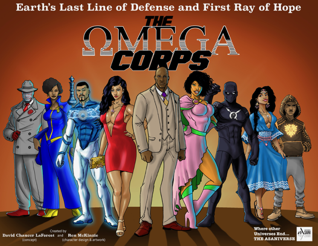 The Omega Corps superhero team poster.