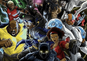 Black Panther and other superheroes team up.