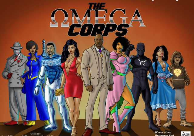 The Omega Corps superhero team poster.