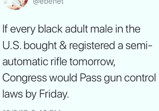 A tweet about gun control and black men.